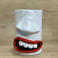 Resin American style decorative tissue box holder on a desk, dimensions 8.5cm by 14.6cm.