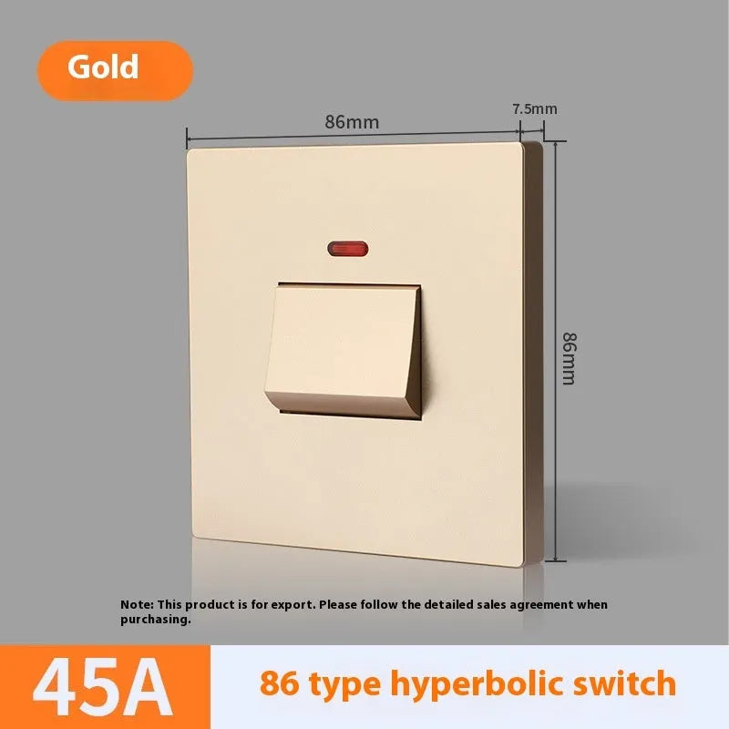 Water heater air conditioner high-current switch with light panel in curved rack design