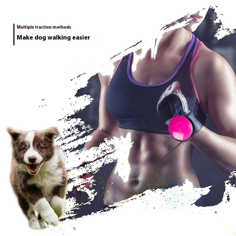 Pet Holding Hands automatic retractable dog leash extended, showing nylon cord and ergonomic handle.