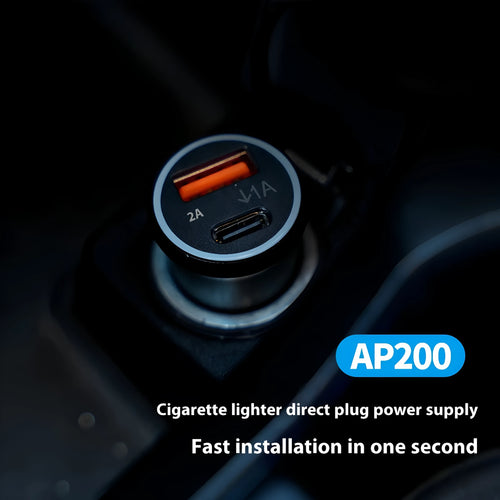 Black GPS car tracking device with charger port connection for vehicle location monitoring