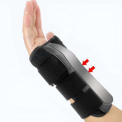 Carbon fibre wrist guard with thumb strap in black and grey for gym workouts
