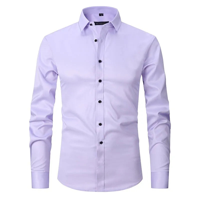 Men's long sleeve stretch work shirt in polyester, shown in a colour from the range of fifteen options.