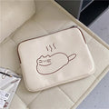 Nylon embroidered animal protective sleeve for tablets with zipper closure in Fat Cat or Sleepy Cat design