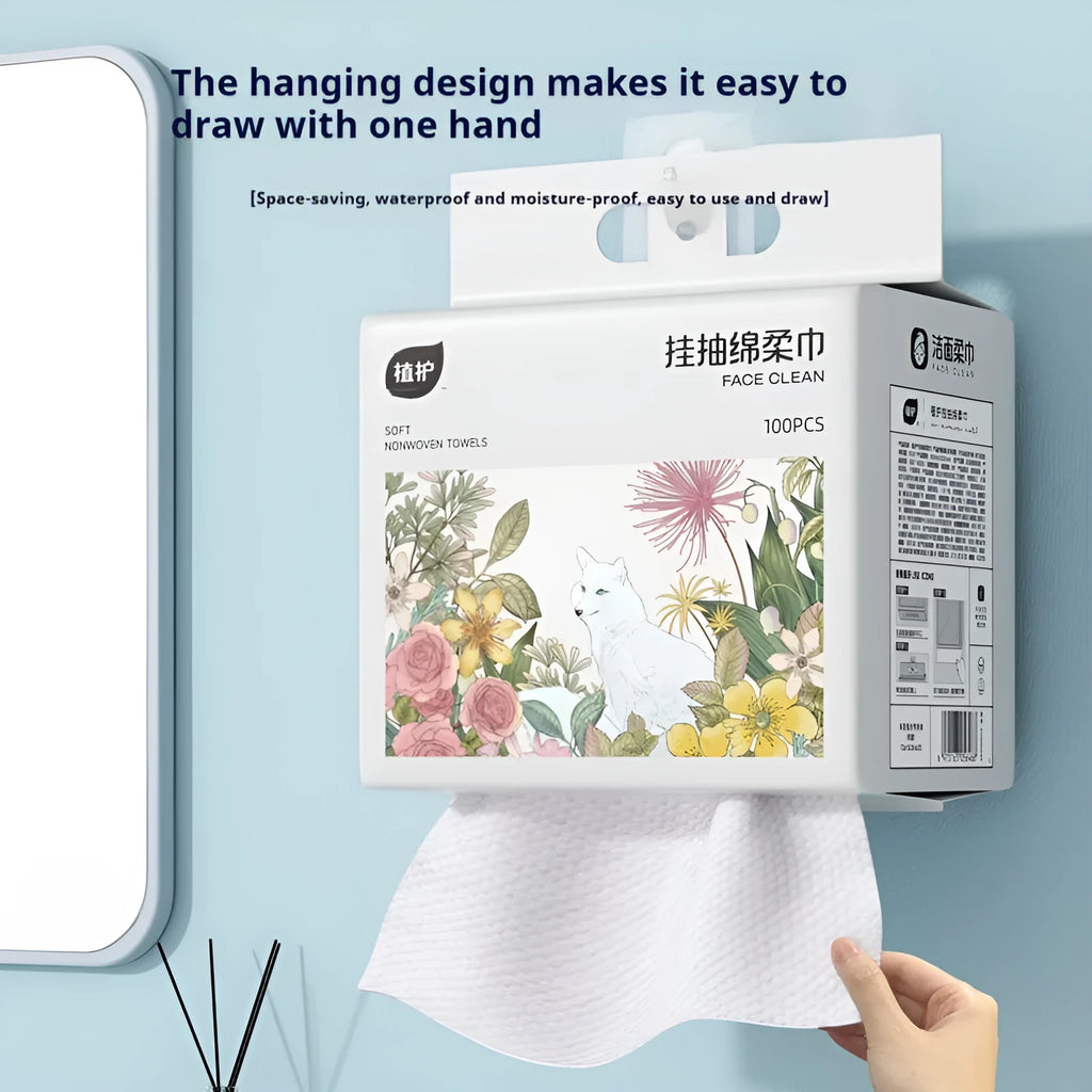 Disposable face cloth hanging removable soft towel roll with 100 sheets