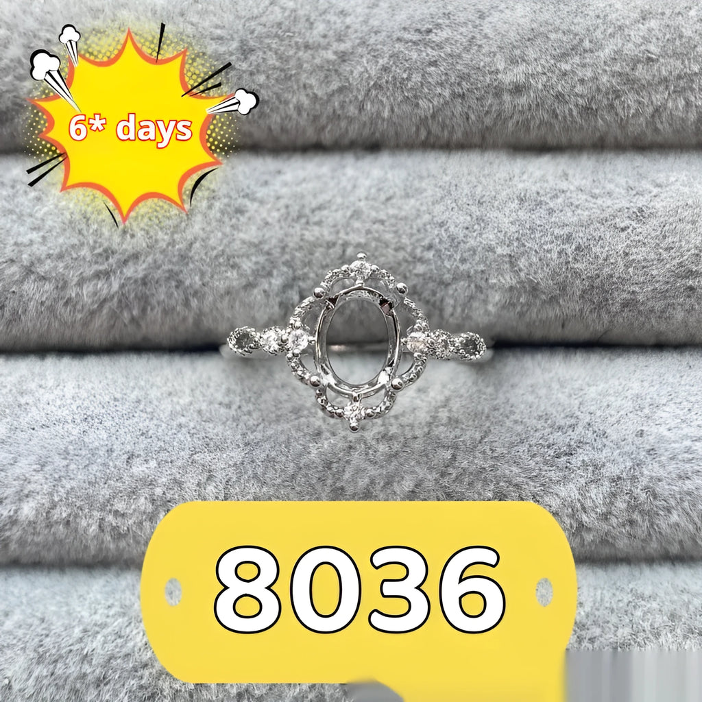 Oval denier ring with 6x8mm stone and five-pointed star decoration in Korean style