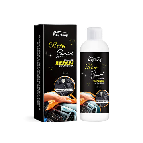 Automotive interior polish tube for dashboard and leather maintenance measuring 3.8 by 12.3 centimetres