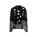 Men's black thin knit hoodie with pearl decorative detail and hood