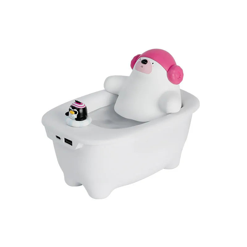White USB-powered air humidifier with large water tank on a desk
