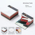 3D sticky notes with layered paper carving Qingshui Temple design in Christmas train cover colour