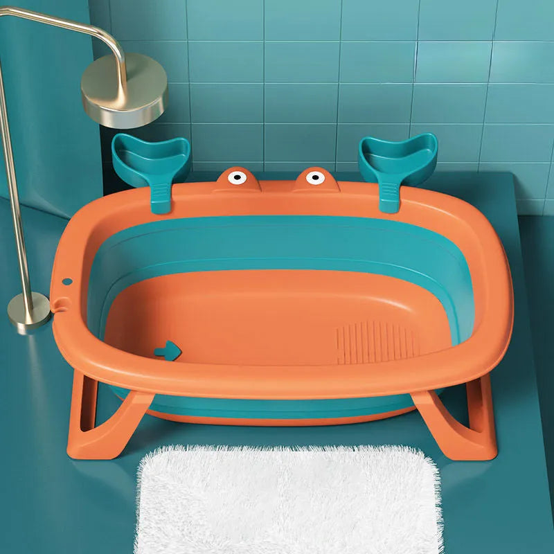 Portable foldable pet tub for washing small animals under 20 pounds in blue or orange colour