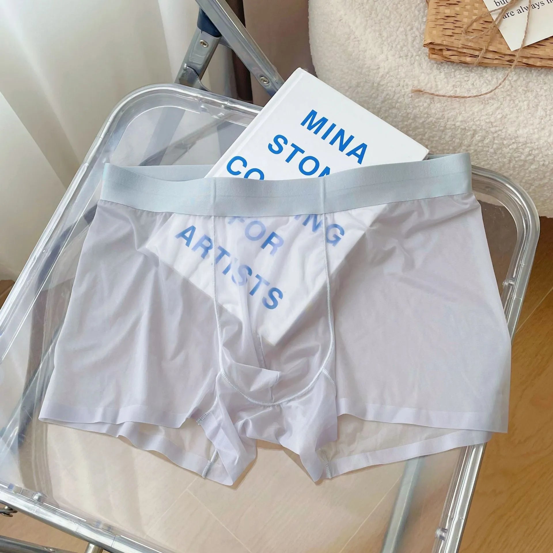Men's seamless boxer shorts in quick-drying nylon fabric, shown in multiple colours including rock ash and Congo red