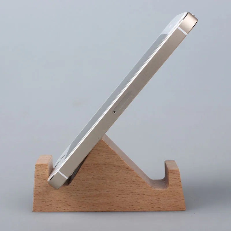 Solid beech wood mobile phone holder with detailed resin animal carving in choice of 22 animal styles