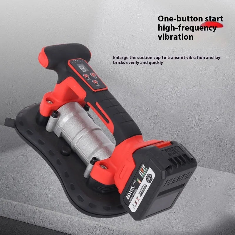 21V automatic tile laying machine with vacuum cup for wall tile installation showing battery compartment and adjustment controls