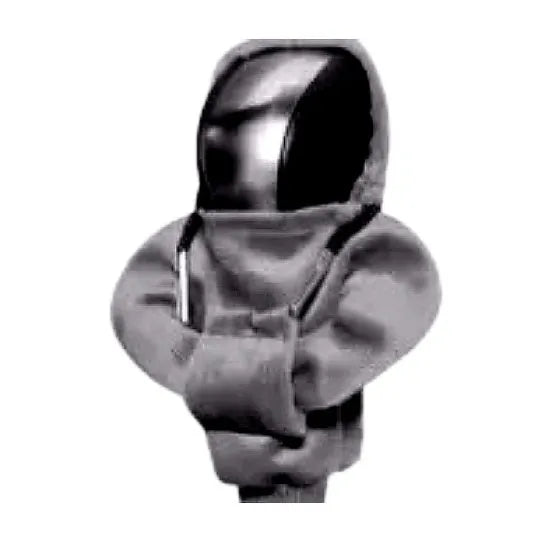 Blue cloth gear shift knob hoodie cover on a car gear lever