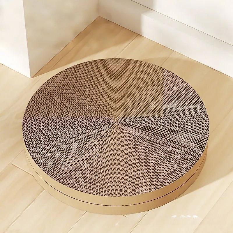 Green and white 55cm round cat scratching board with replaceable corrugated paper surface