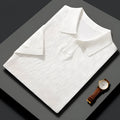 Men's short sleeve lapel sweater in mulberry silk for business casual office wear