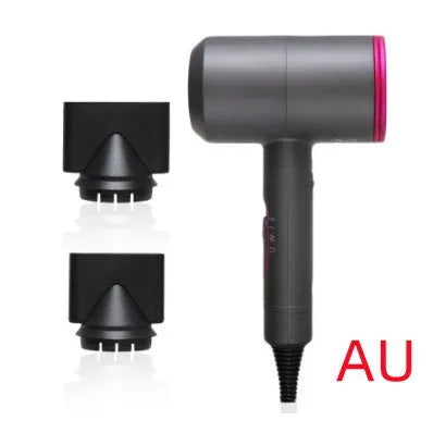 Professional black hotel hair dryer with long cable and worldwide voltage plug options