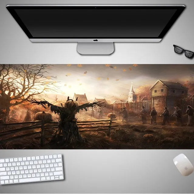 Halloween oversized computer mouse pad with non-slip rubber cloth backing in large dimensions