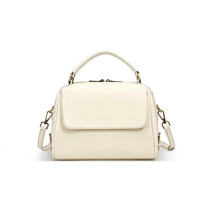 Women's genuine leather crossbody tote bag in cross square design with multiple compartments