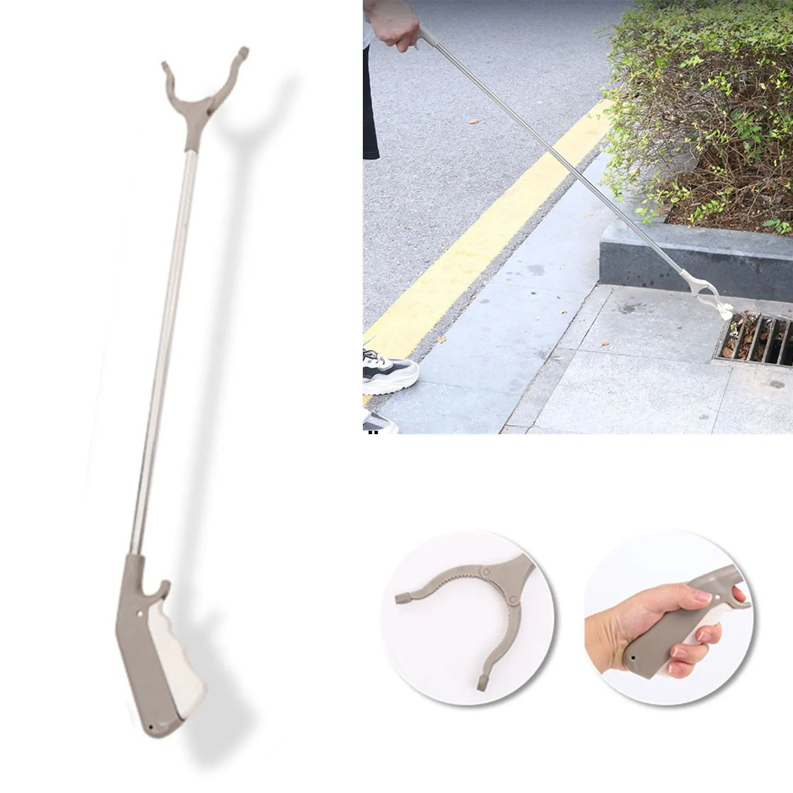 40cm stainless steel garbage picker with plastic handles for bending-free rubbish collection