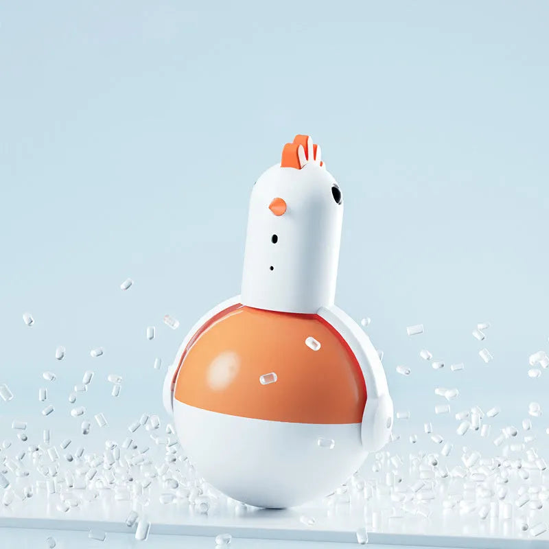 Green electric chicken-shaped cat toy with laser light and automatic sensor for interactive play