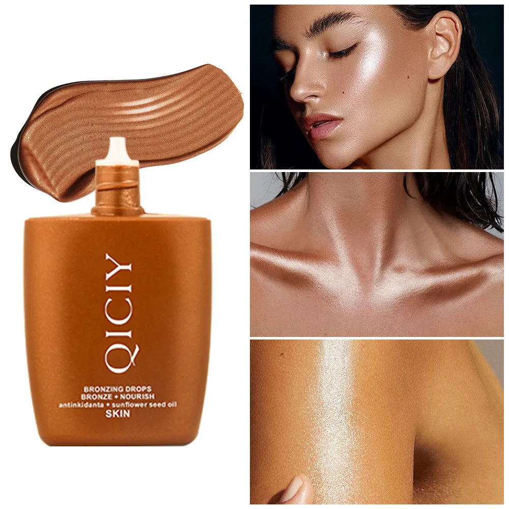 30ml face and body highlight contour liquid bottle with four shade options for natural brightening