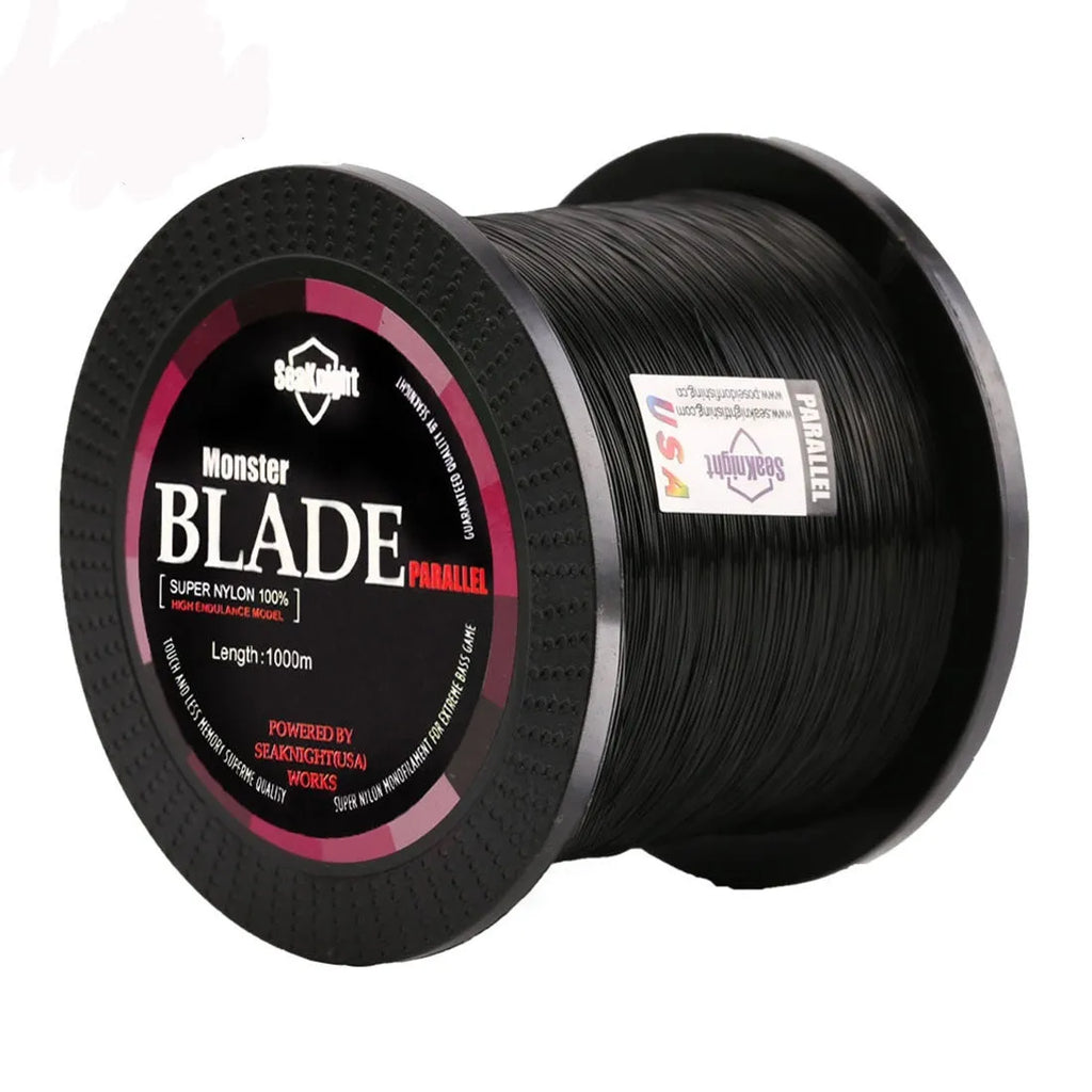 Seaknight1000 M spool of nylon monofilament fishing line in white, green, blue, yellow, or black.