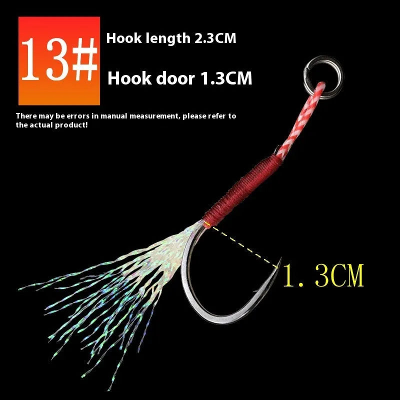 Single point fishing hook made from bright wire iron plate showing size range from 9 to 14.