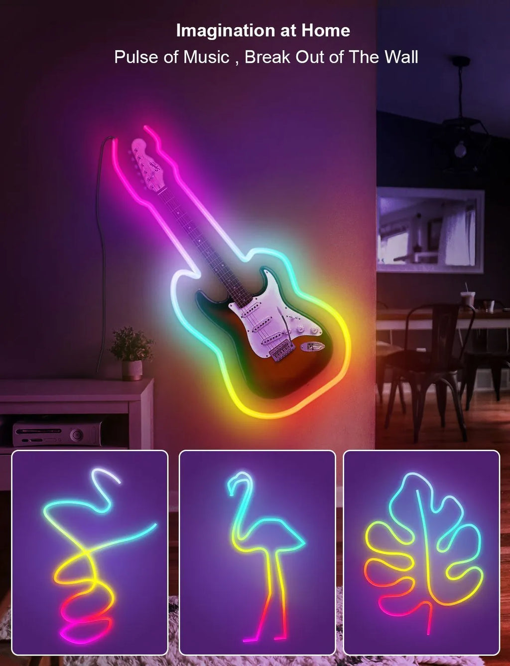 3 metre RGB Bluetooth Wi-Fi neon light strip with remote control for indoor DIY lighting