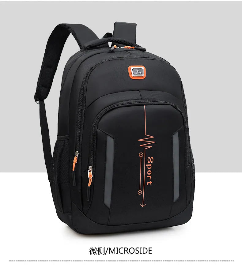 Capacity backpack in oxford cloth with airpillow straps showing sewing line details