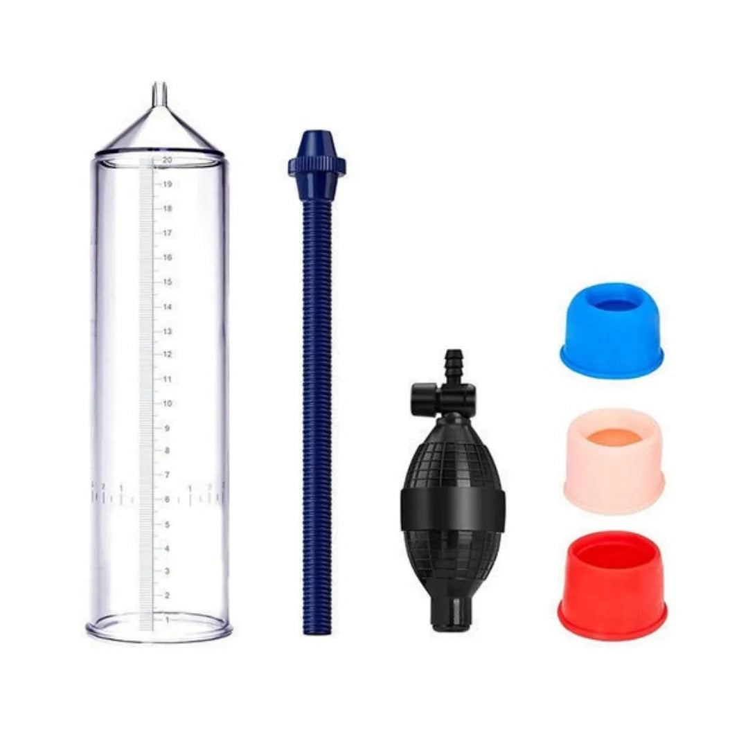 Male exercise machine silicone cover accessory with plastic valve exerciser and connection components