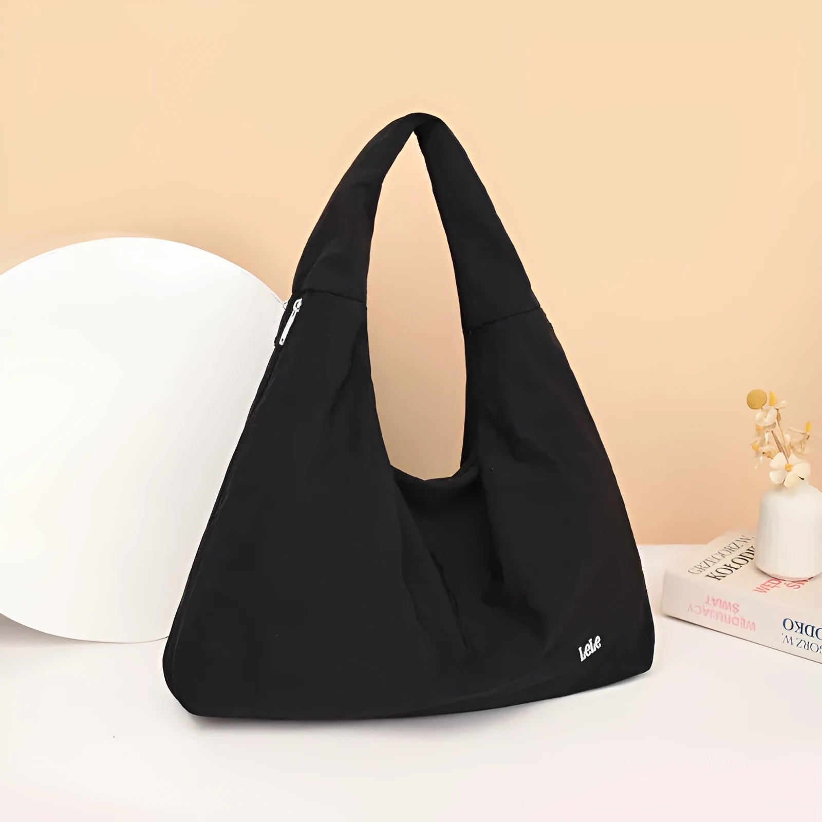 Women's heart-shaped nylon crossbody bag in black, yellow, khaki or blue colours