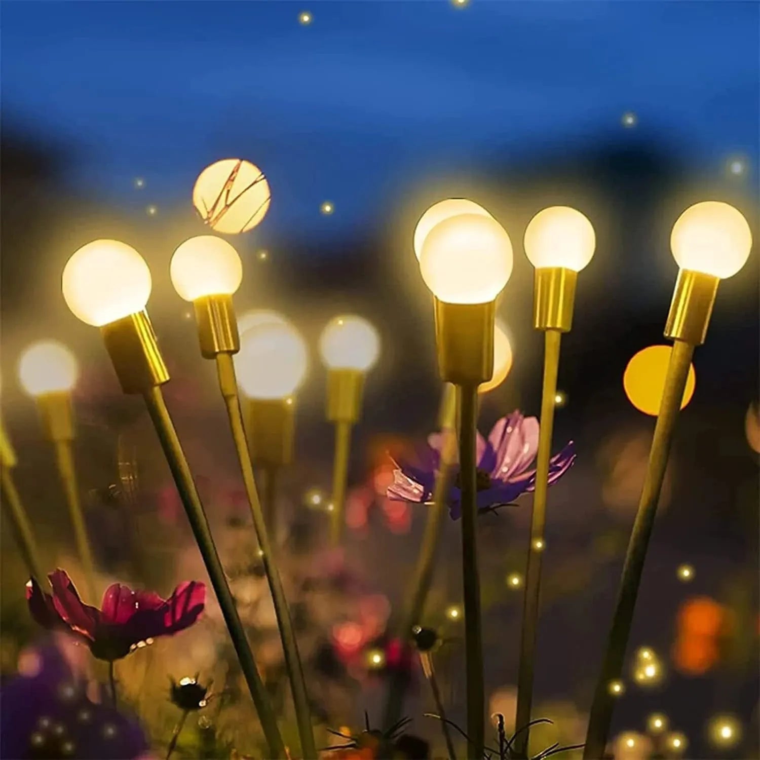 Solar-powered LED lawn light with pneumatic ground plug for automatic dusk-to-dawn garden pathway lighting
