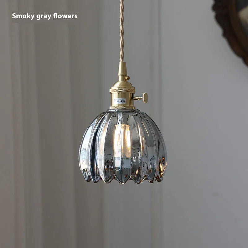 Vintage glass flower bedside chandelier in Nordic style with multiple colour options