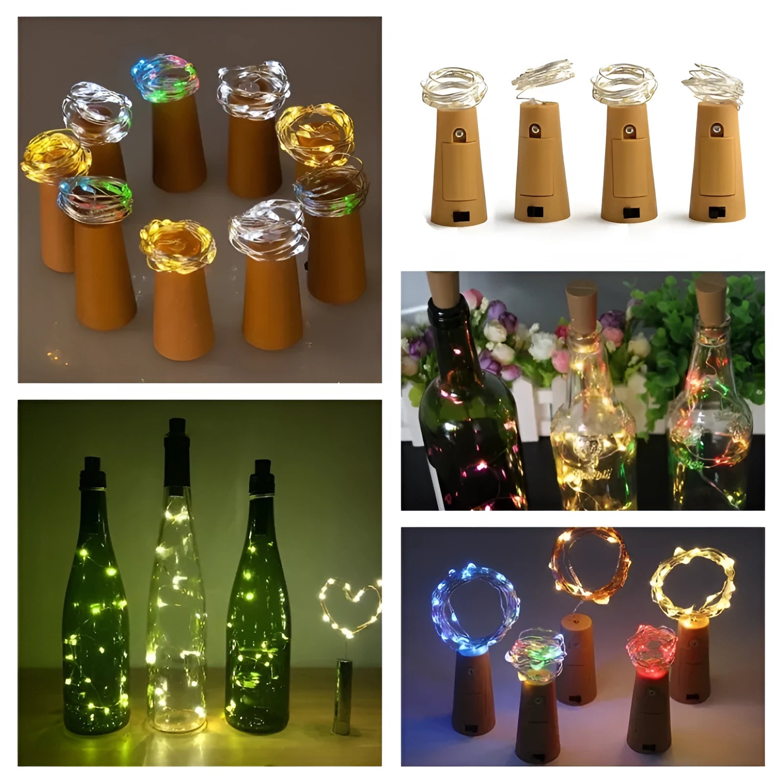 2-metre copper wire LED string light with bottle stopper for wine bottle decoration