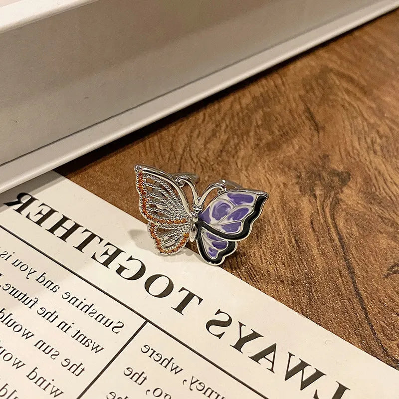 Copper women's ring featuring a creative Chinese butterfly design, available in multiple colours.