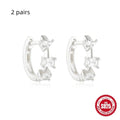 Sterling silver geometric stud earrings with small round diamond detailing in gold and silver electroplated finishes