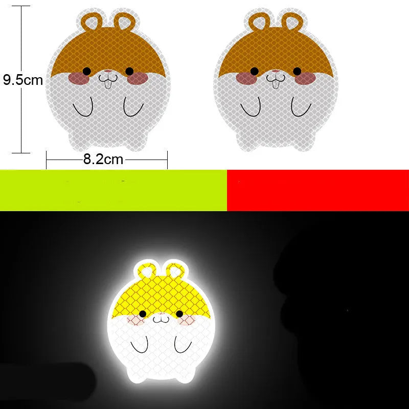 Pair of diamond-grade reflective warning stickers for vehicles measuring 9cm by 5cm