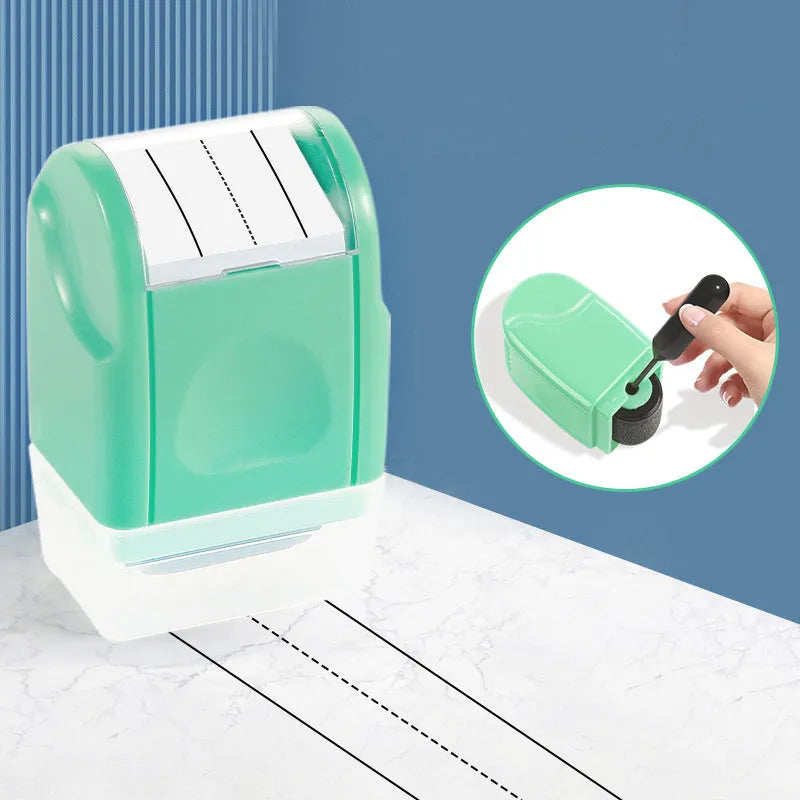 Plastic educational roller seal stamp with English line pattern in seven colour options