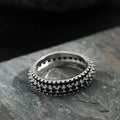 Unisex copper ring with triangle geometric shape and zircon inlay in white gold finish