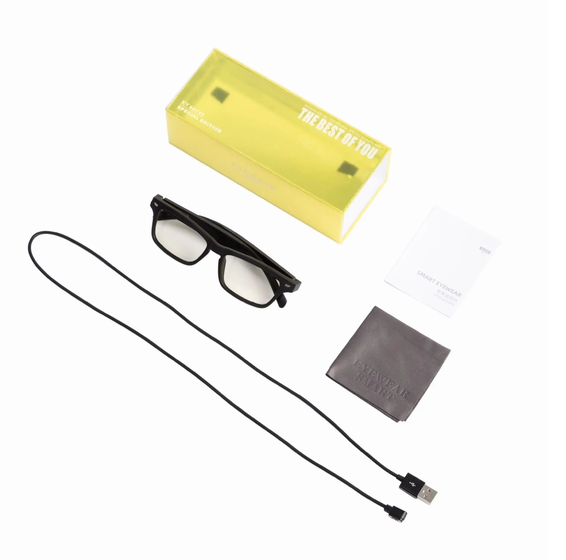 Smart glasses with semi-open Bluetooth audio design and polarised lenses