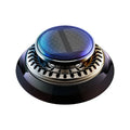 Solar-powered kinetic car air freshener with rotating double rings on car dashboard
