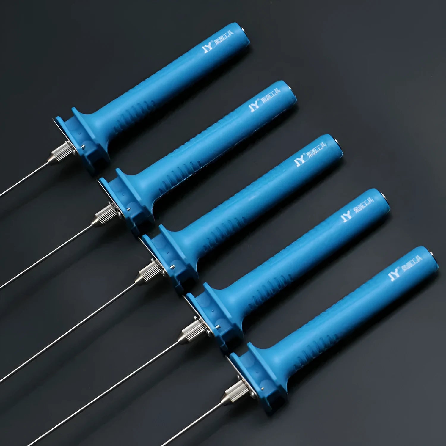 Blue plastic-handled electric heating cutter pen with adapter for cutting foam and polystyrene.