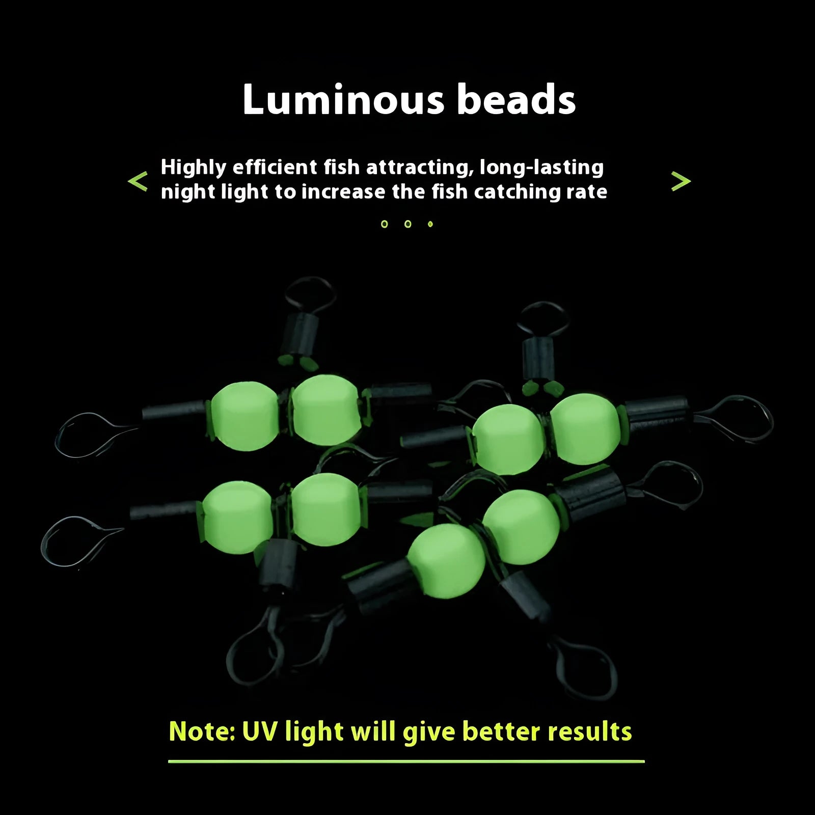 Copper luminous three-fork swivel fishing beads with 8-ring T-type balance fork on a blue background