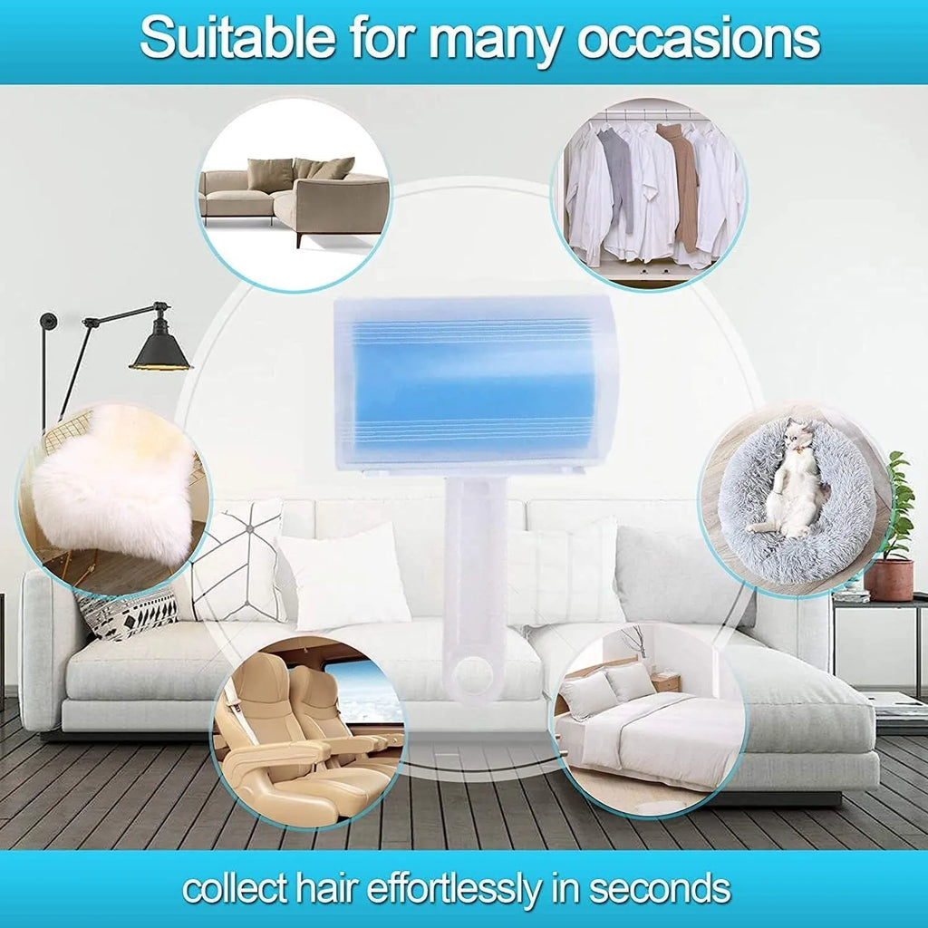 Washable reusable lint roller with cover for pet hair removal on fabrics