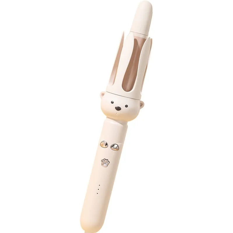 Beige anion automatic hair curler with hair stick accessory for lazy curly hair styling