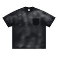 Black men's loose-fit cotton t-shirt with a letter print and drop-shoulder sleeves.