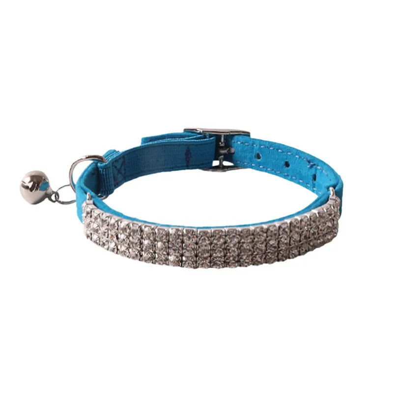 Soft flocking fabric cat collar with elastic buckle in six colour options