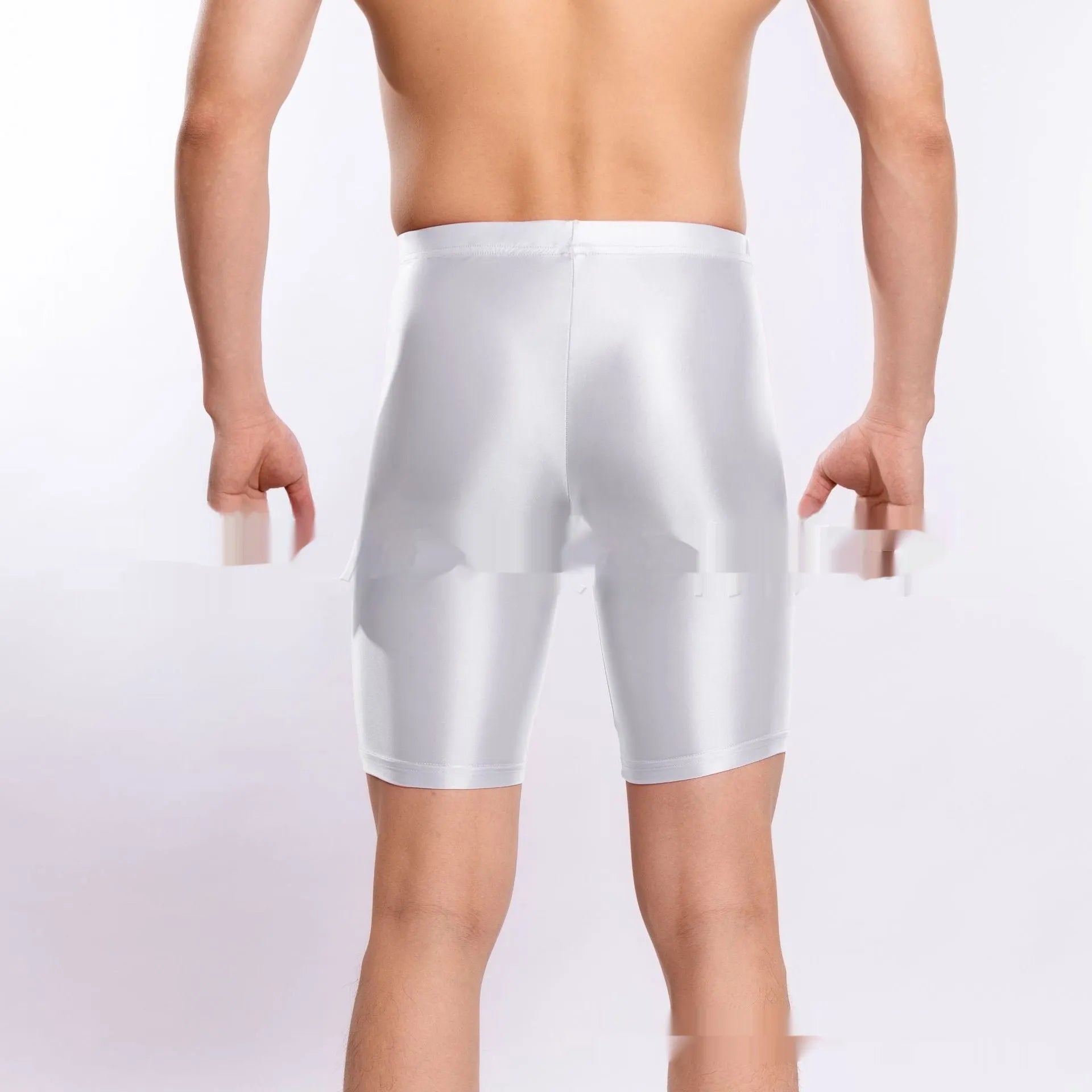 Men's plus size shiny silky sports shorts in multiple colours on size chart