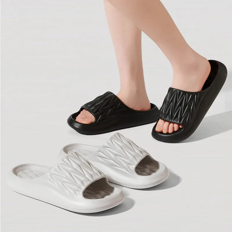 Leaf texture design EVA indoor slippers for women and men in assorted colours